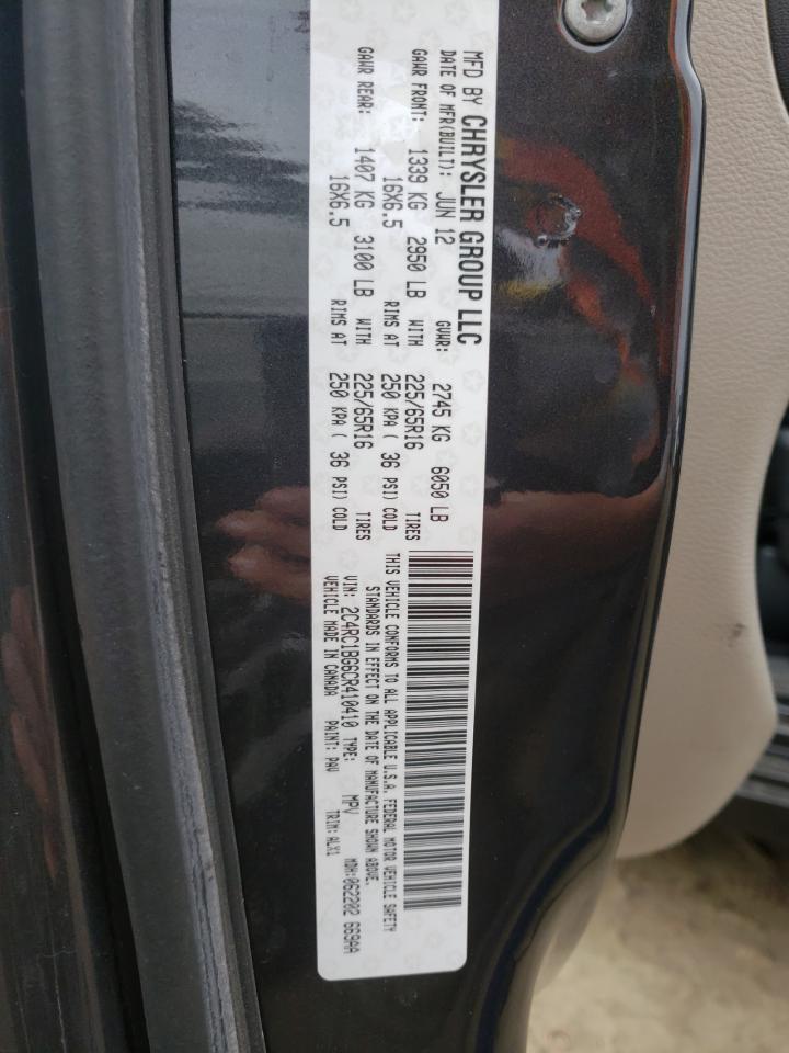 Photo 10 from auction – 2012 CHRYSLER TOWN & COU with VIN 2C4RC1BG6CR410410
