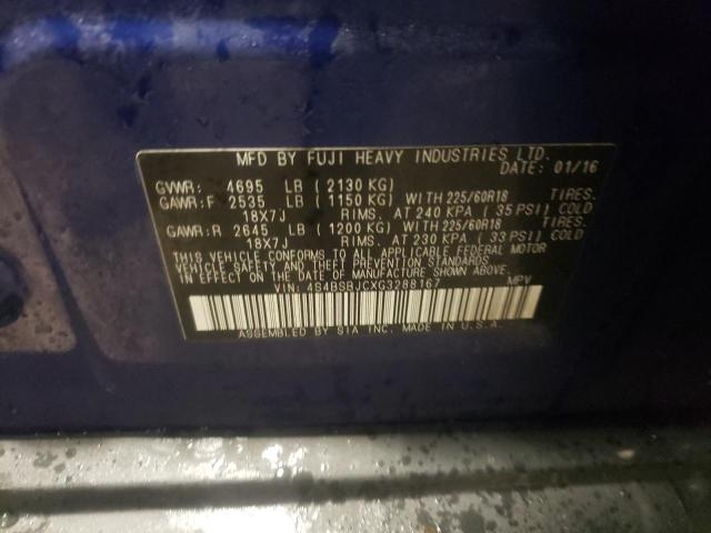 Photo 10 from auction – 2016 SUBARU OUTBACK 2. with VIN 4S4BSBJCXG3288167