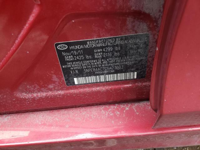 Photo 10 from auction – 2012 HYUNDAI SONATA GLS with VIN 5NPEB4AC7CH423603