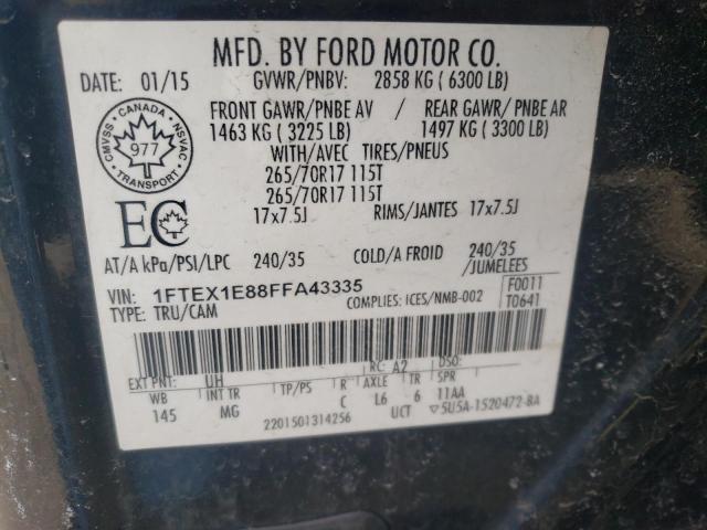 Photo 10 from auction – 2015 FORD F150 SUPER with VIN 1FTEX1E88FFA43335