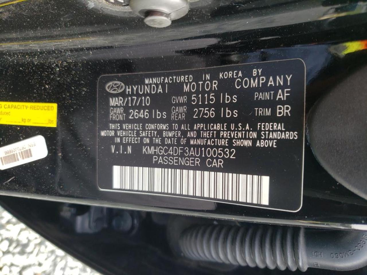 Photo 10 from auction – 2010 HYUNDAI GENESIS 4. with VIN KMHGC4DF3AU100532