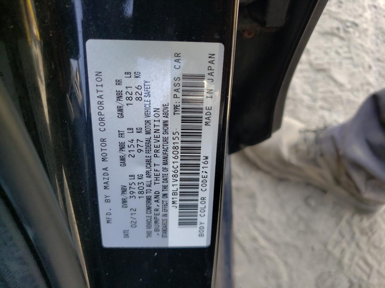 Photo 10 from auction – 2012 MAZDA 3 I with VIN JM1BL1V86C1608155