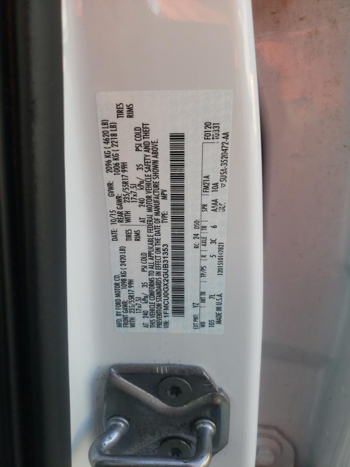 Photo 10 from auction – 2016 FORD ESCAPE SE with VIN 1FMCU0GX2GUB31353