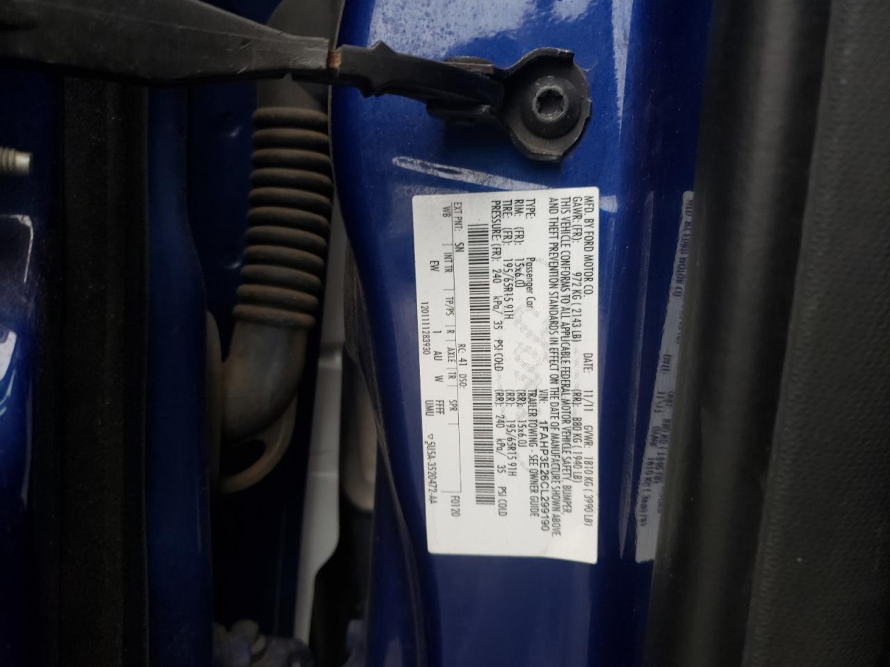 Photo 10 from auction – 2012 FORD FOCUS S with VIN 1FAHP3E26CL299190