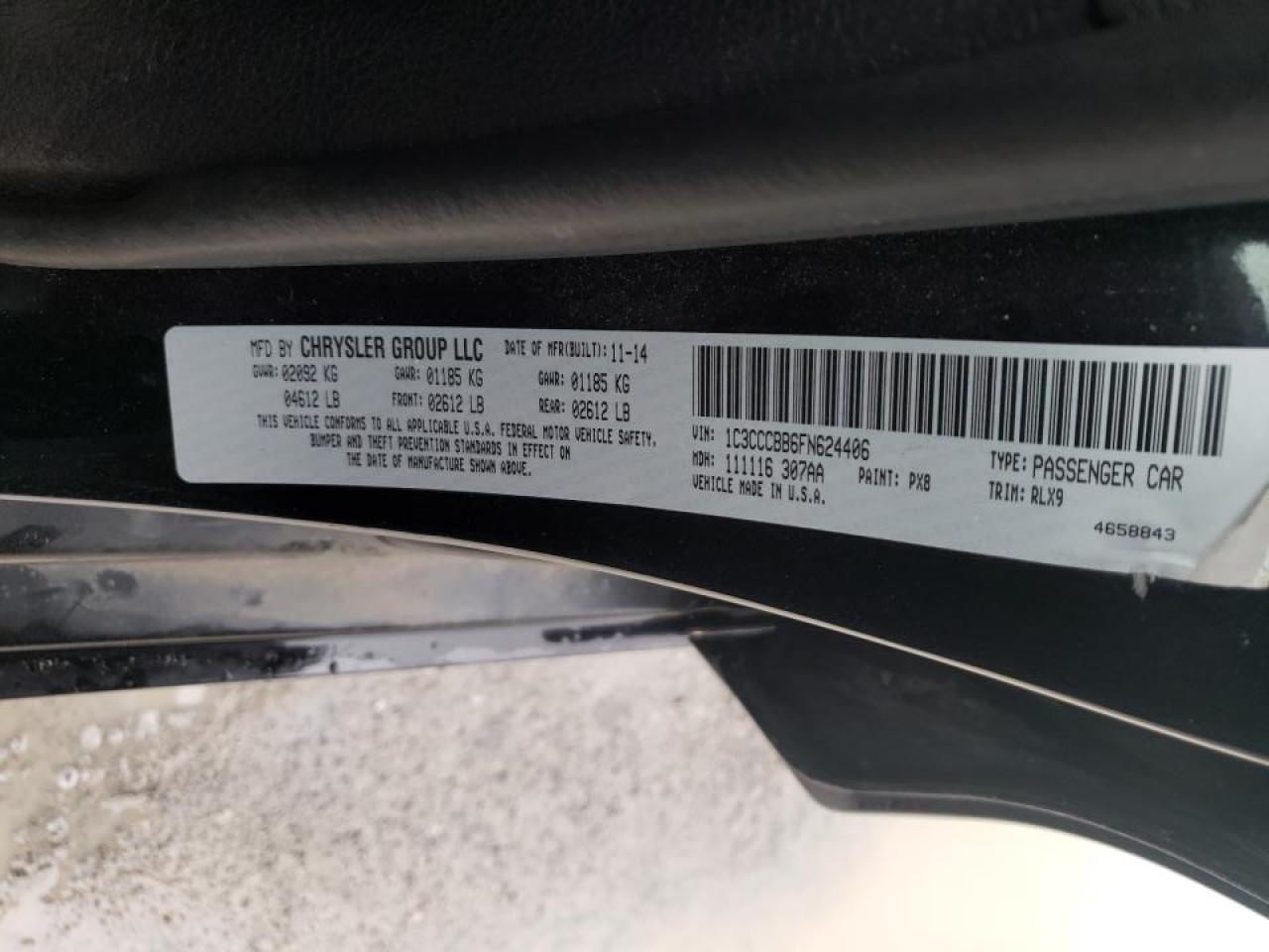 Photo 10 from auction – 2015 CHRYSLER 200 S with VIN 1C3CCCBB6FN624406