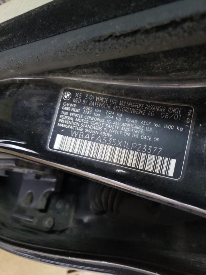 Photo 10 from auction – 2001 BMW X5 3.0I with VIN WBAFA535X1LP23377