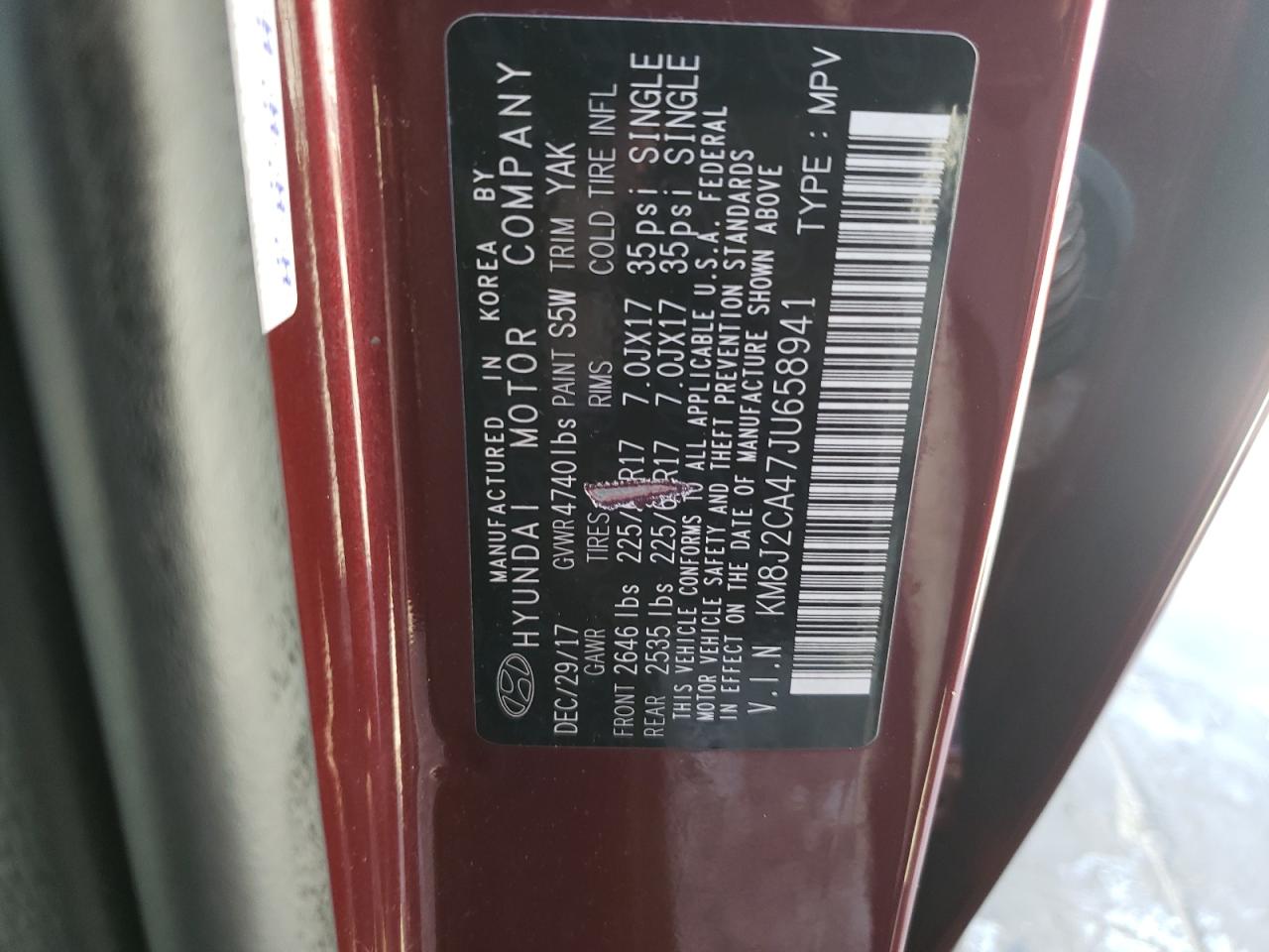 Photo 9 from auction – 2018 HYUNDAI TUCSON SE with VIN KM8J2CA47JU658941