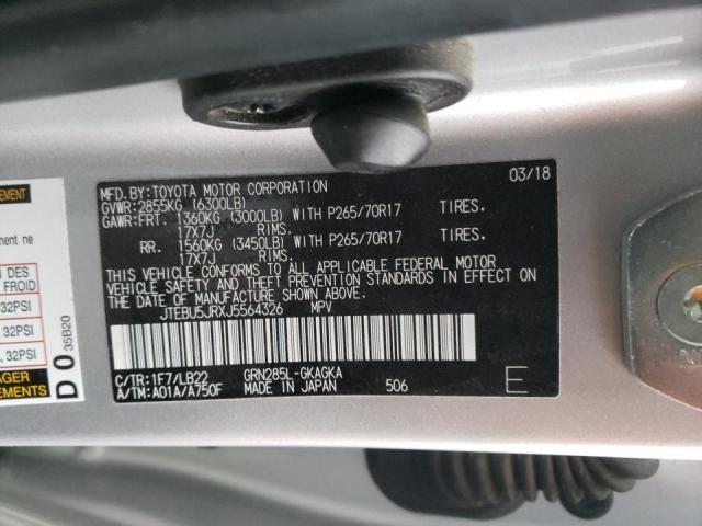 Photo 10 from auction – 2018 TOYOTA 4RUNNER SR with VIN JTEBU5JRXJ5564326