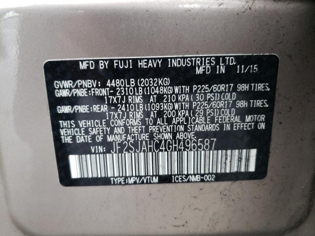 Photo 10 from auction – 2016 SUBARU FORESTER 2 with VIN JF2SJAHC4GH496587