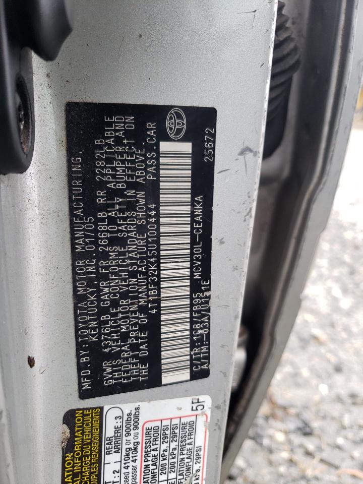 Photo 10 from auction – 2005 TOYOTA CAMRY LE with VIN 4T1BF32K45U100444