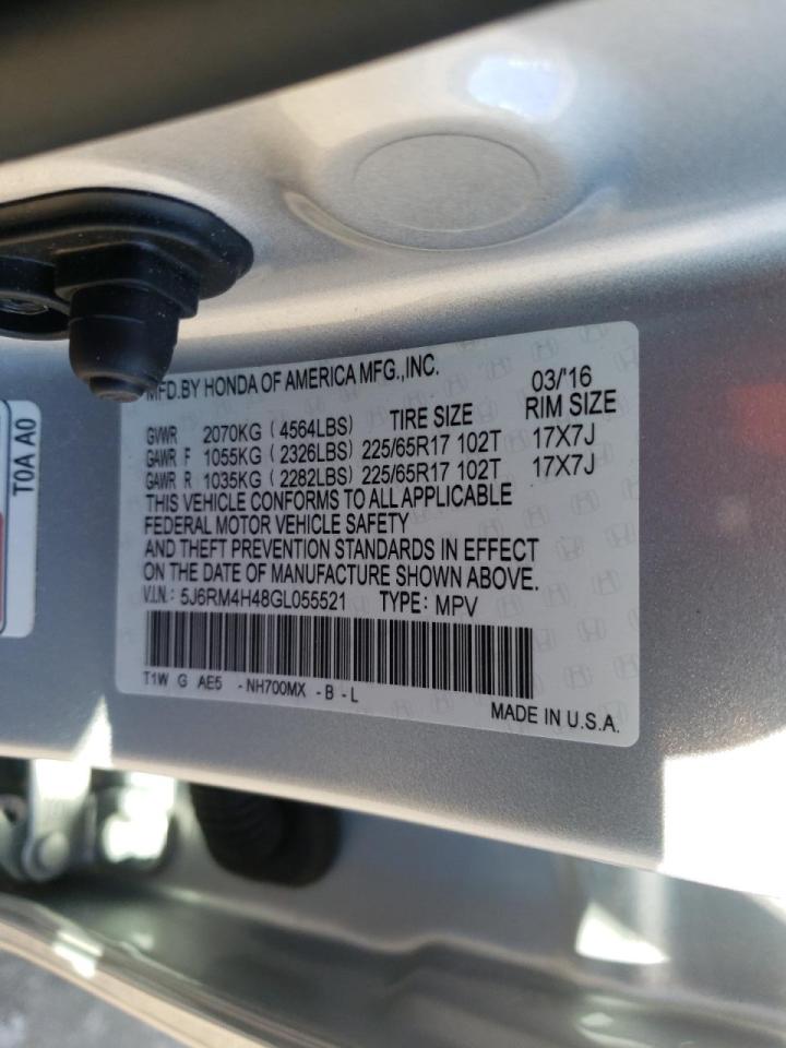 Photo 10 from auction – 2016 HONDA CR-V SE with VIN 5J6RM4H48GL055521