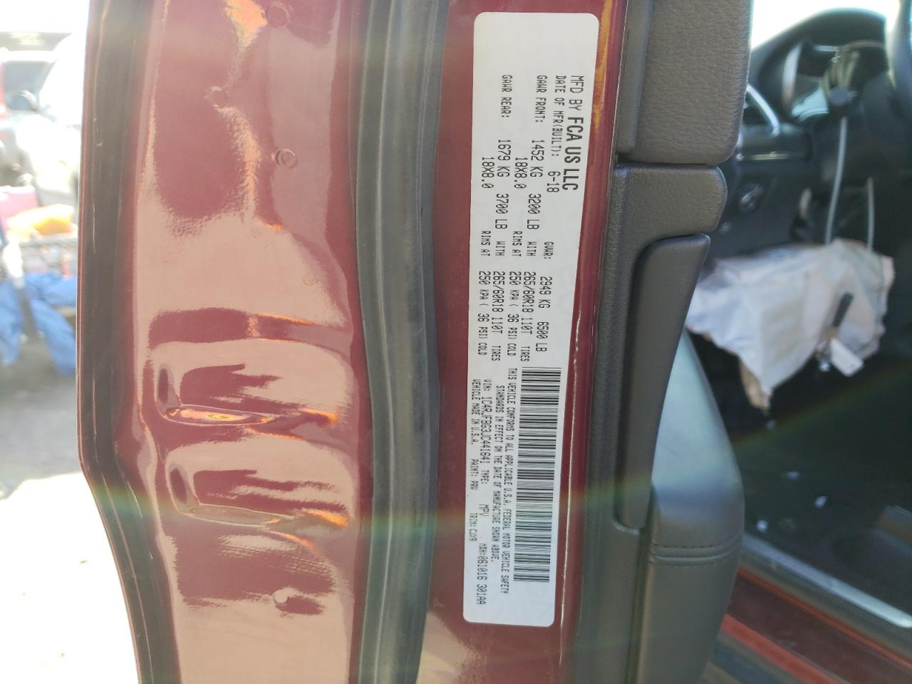 Photo 10 from auction – 2018 JEEP GRAND CHER with VIN 1C4RJFBG3JC441641