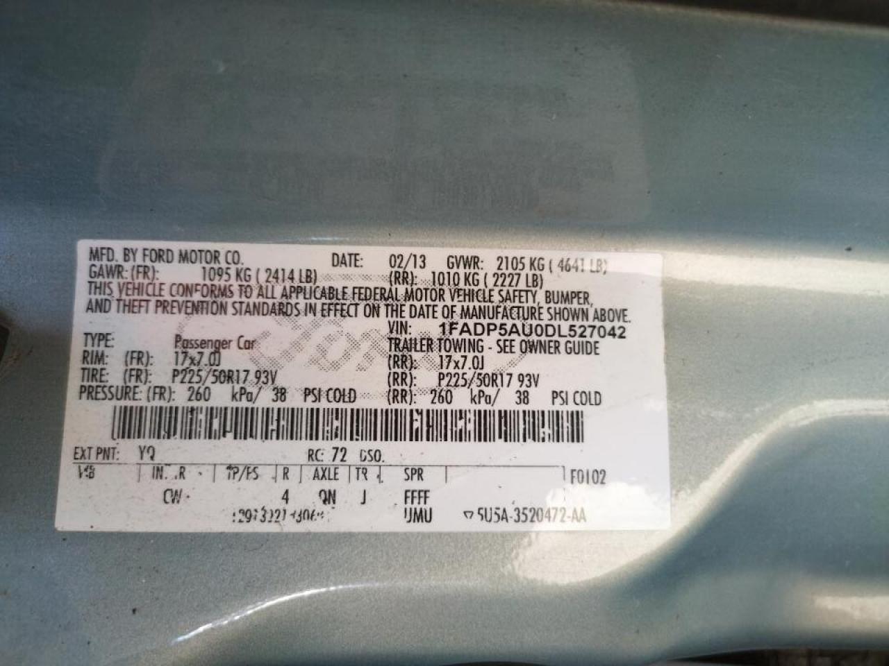 Photo 10 from auction – 2013 FORD C-MAX SE with VIN 1FADP5AU0DL527042