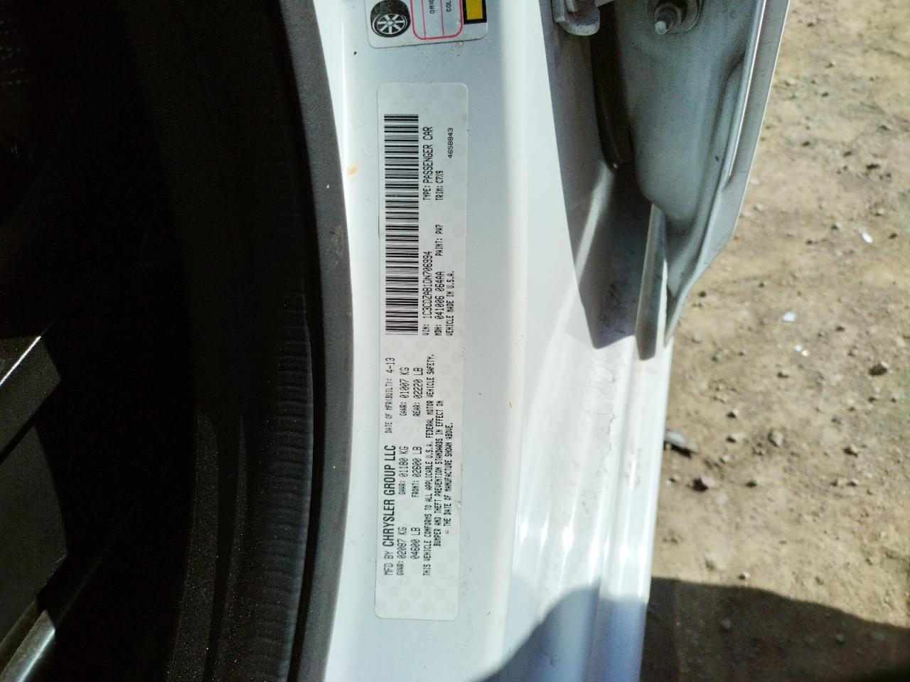 Photo 10 from auction – 2013 DODGE AVENGER SE with VIN 1C3CDZAB1DN706994