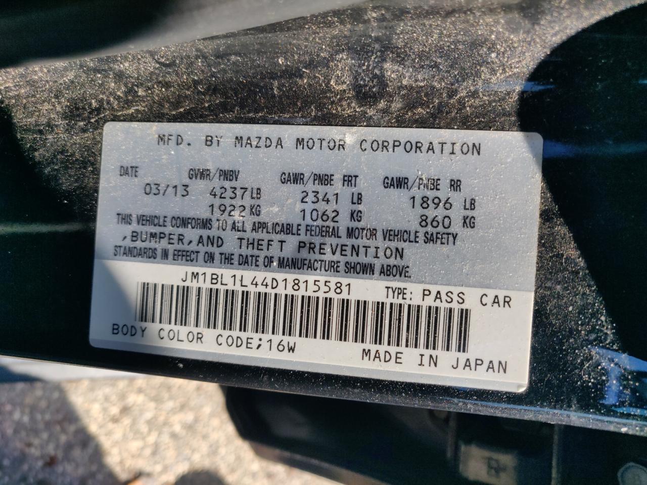 Photo 10 from auction – 2013 MAZDA SPEED 3 with VIN JM1BL1L44D1815581
