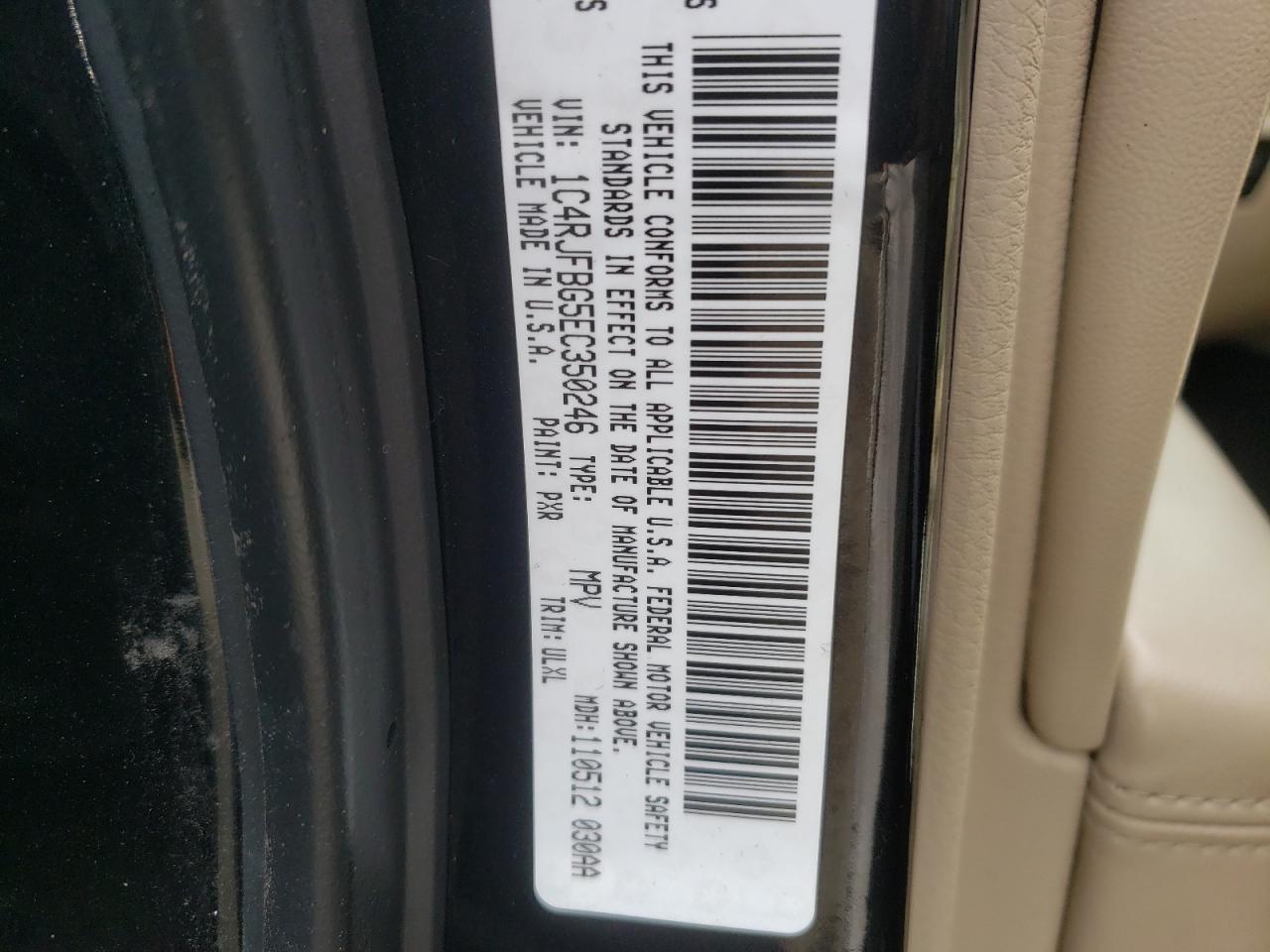 Photo 10 from auction – 2014 JEEP GRAND CHER with VIN 1C4RJFBG5EC350246
