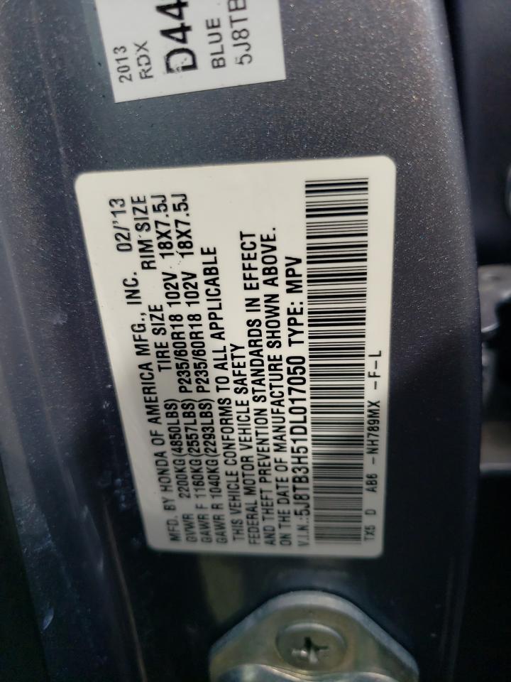Photo 10 from auction – 2013 ACURA RDX TECHNO with VIN 5J8TB3H51DL017050