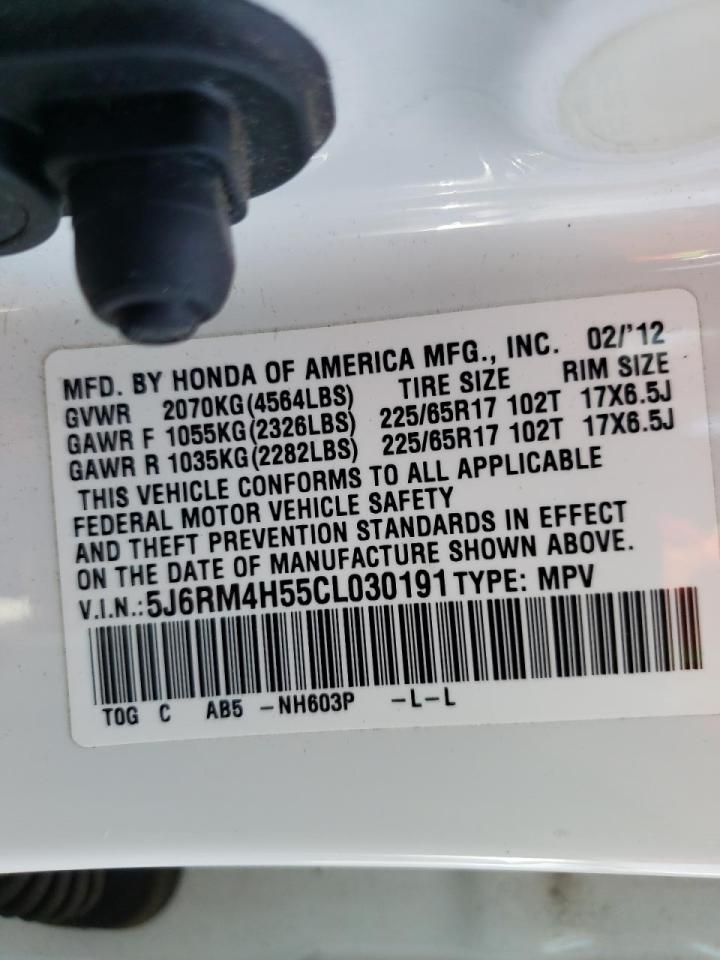 Photo 10 from auction – 2012 HONDA CR-V EX with VIN 5J6RM4H55CL030191