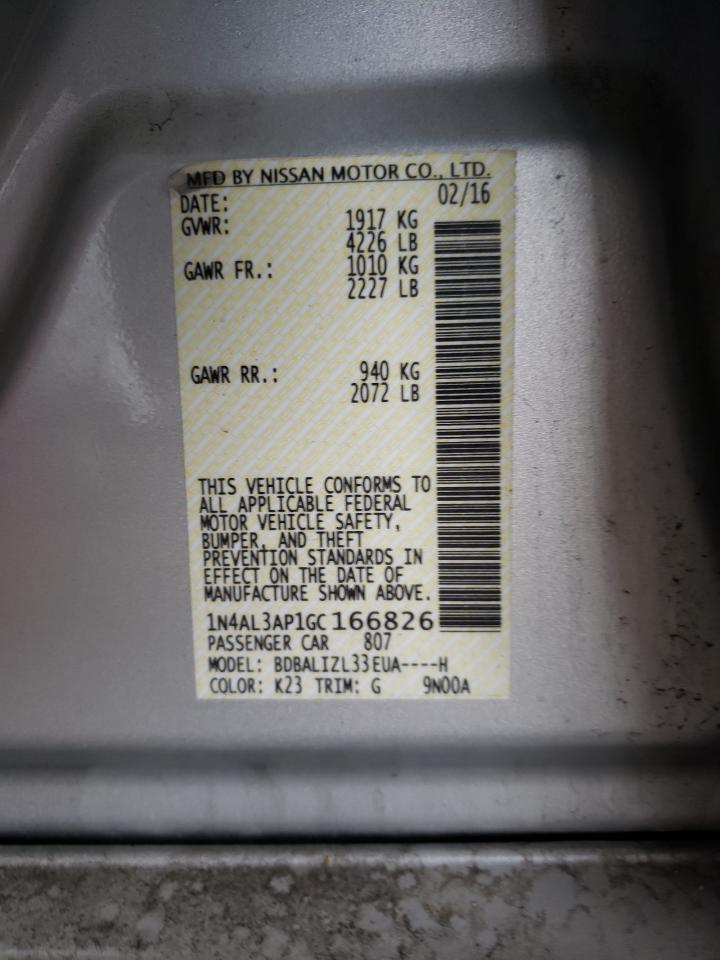 Photo 10 from auction – 2016 NISSAN ALTIMA 2.5 with VIN 1N4AL3AP1GC166826
