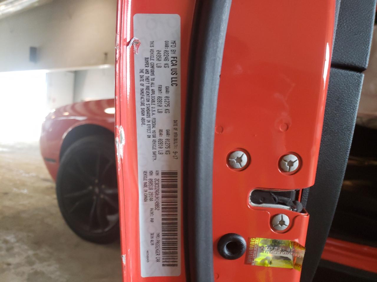 Photo 20 from auction – 2018 DODGE CHALLENGER with VIN 2C3CDZAG0JH149852
