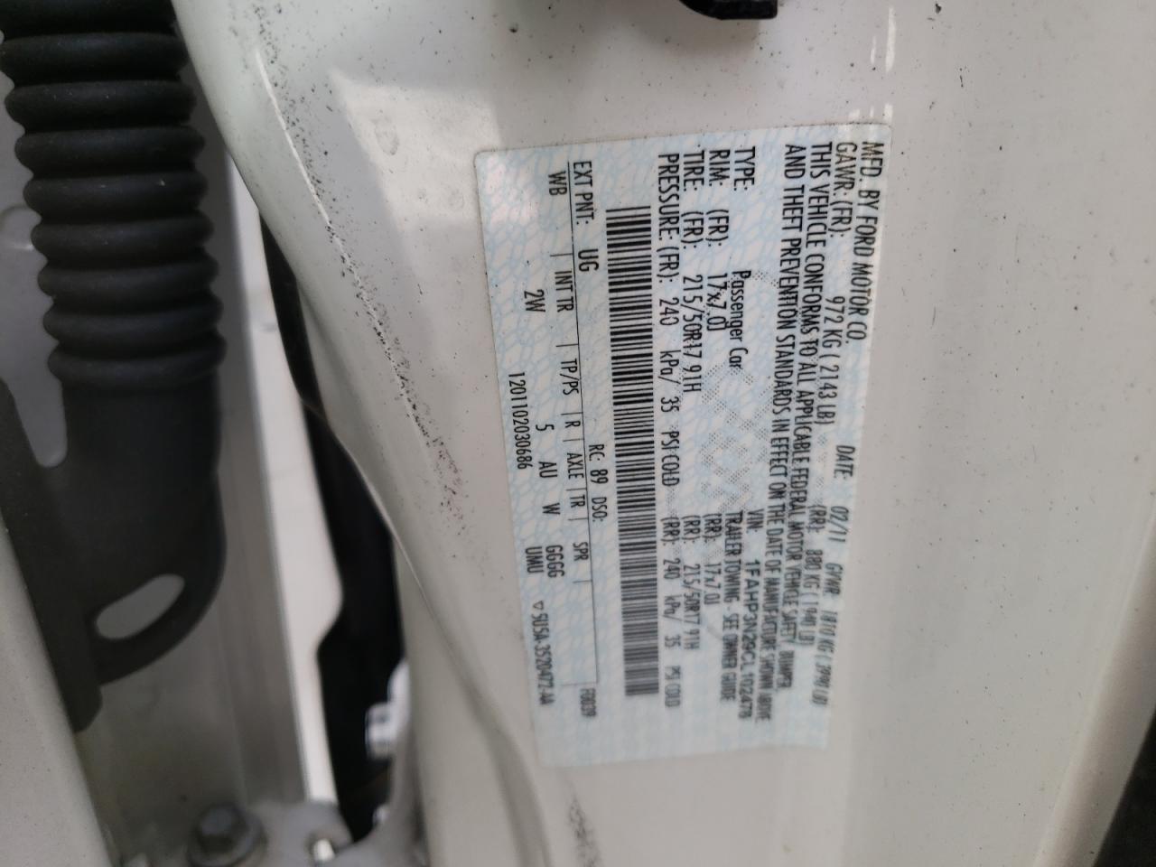 Photo 10 from auction – 2012 FORD FOCUS TITA with VIN 1FAHP3N29CL102478
