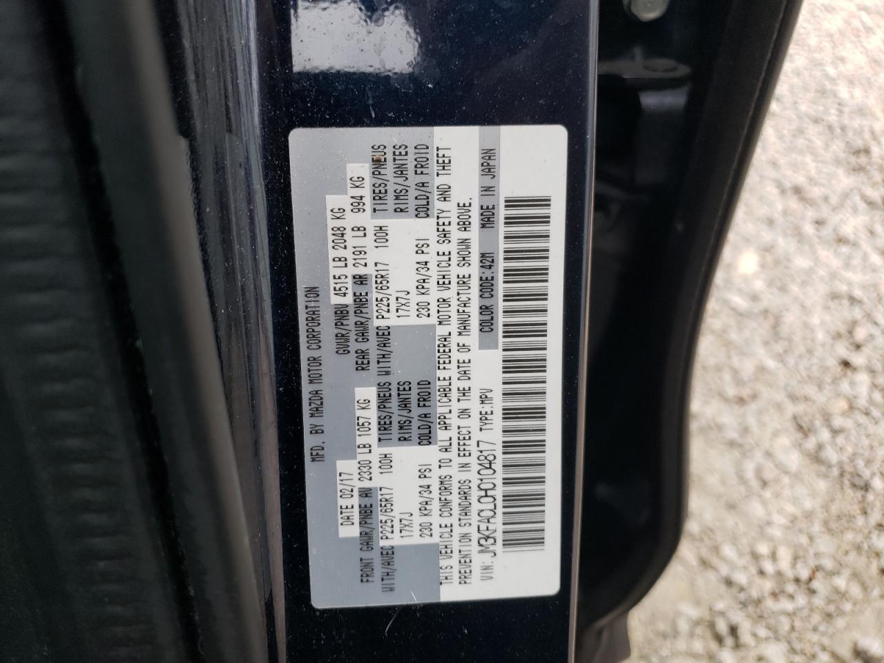 Photo 10 from auction – 2017 MAZDA CX-5 TOURI with VIN JM3KFACL0H0104817