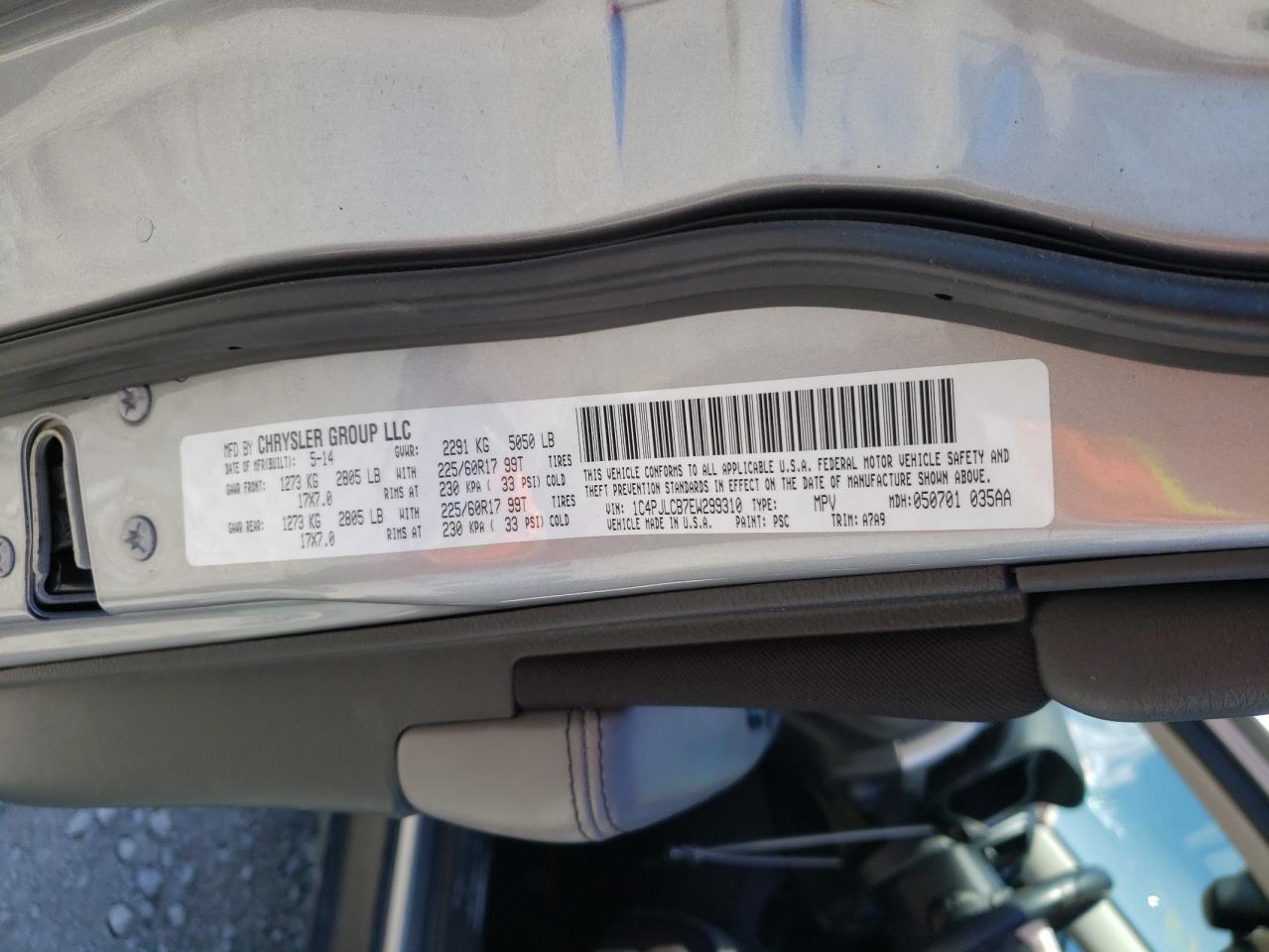 Photo 10 from auction – 2014 JEEP CHEROKEE L with VIN 1C4PJLCB7EW299310