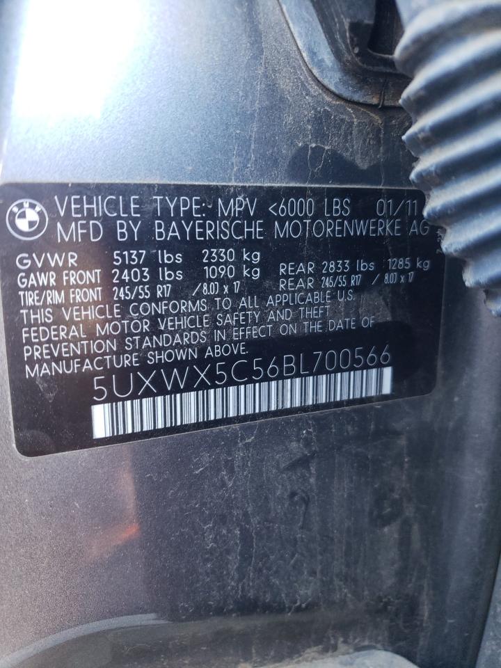 Photo 10 from auction – 2011 BMW X3 XDRIVE2 with VIN 5UXWX5C56BL700566