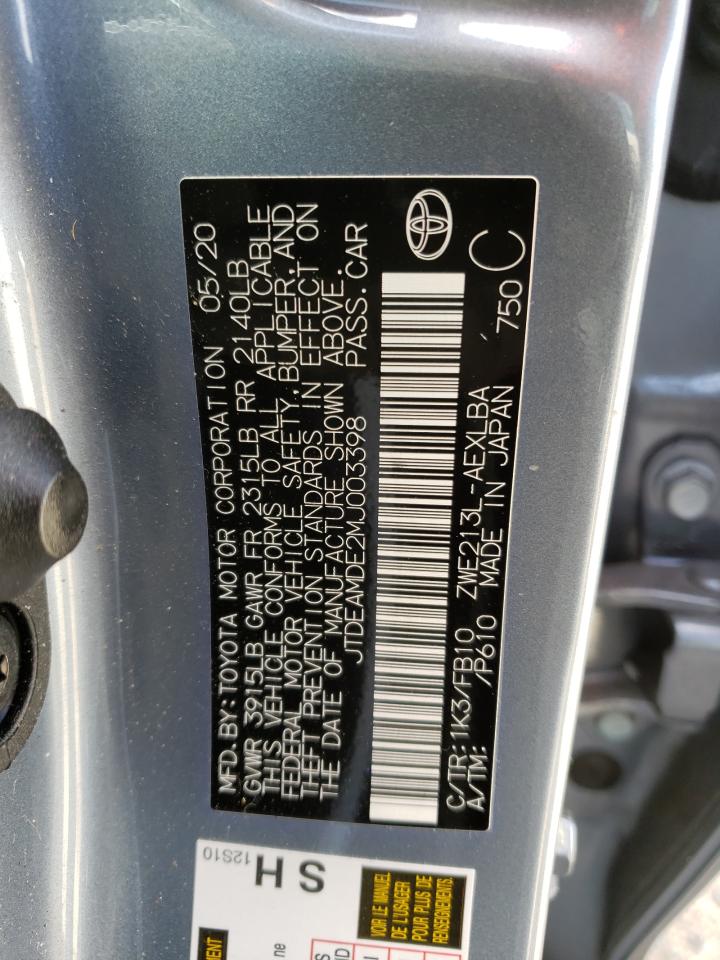 Photo 11 from auction – 2021 TOYOTA COROLLA LE with VIN JTDEAMDE2MJ003398