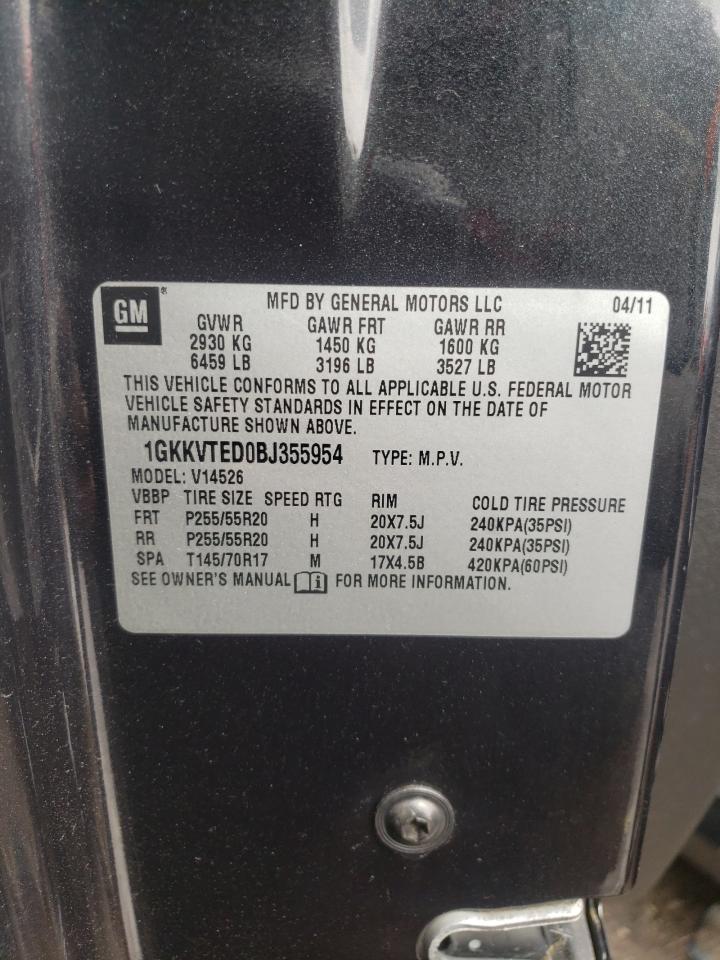 Photo 10 from auction – 2011 GMC ACADIA DEN with VIN 1GKKVTED0BJ355954