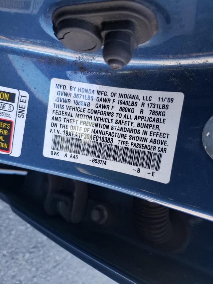 Photo 10 from auction – 2010 HONDA CIVIC VP with VIN 19XFA1F30AE016383