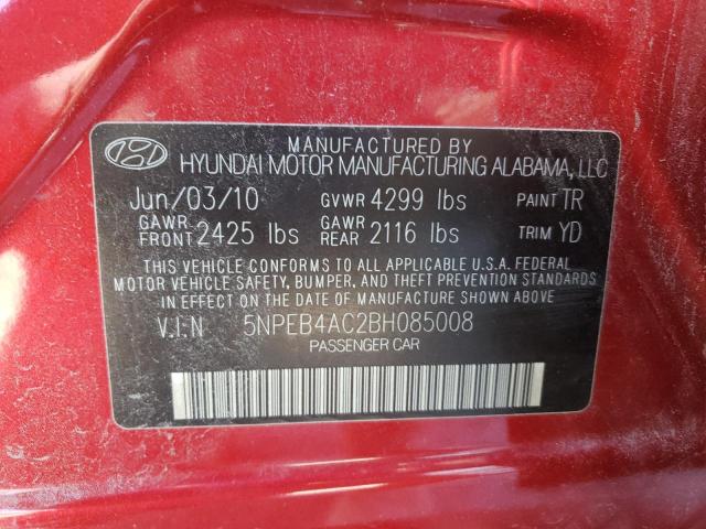 Photo 10 from auction – 2011 HYUNDAI SONATA GLS with VIN 5NPEB4AC2BH085008