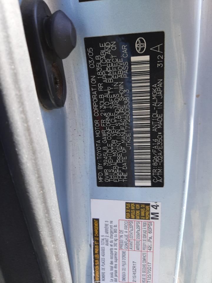 Photo 10 from auction – 2005 TOYOTA SCION TC with VIN JTKDE177250053813