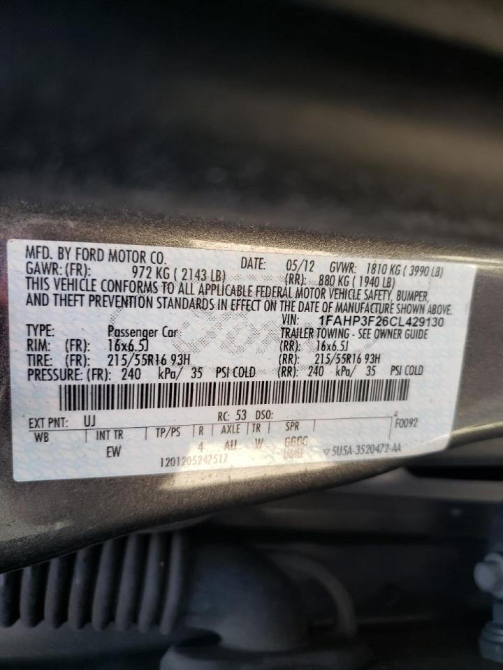 Photo 10 from auction – 2012 FORD FOCUS SE with VIN 1FAHP3F26CL429130
