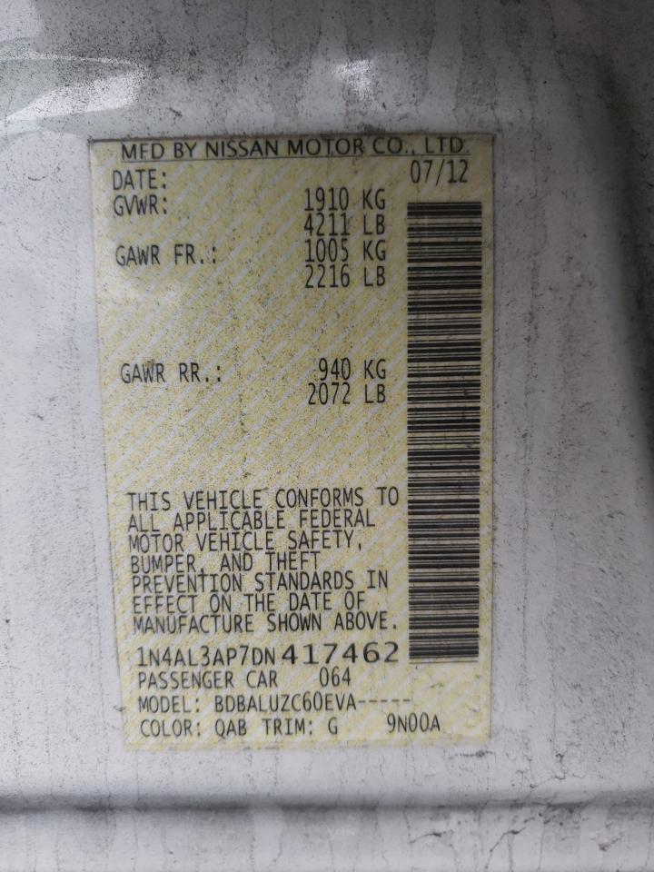Photo 10 from auction – 2013 NISSAN ALTIMA 2.5 with VIN 1N4AL3AP7DN417462