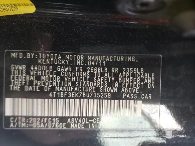 Фото 10 с аукциона – 2011 TOYOTA CAMRY BASE с VIN 4T1BF3EK7BU735259