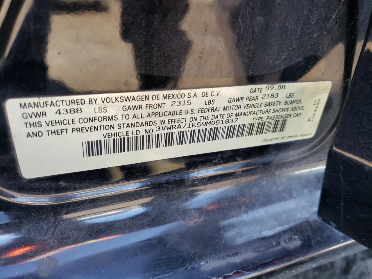 Photo 10 from auction – 2009 VOLKSWAGEN JETTA WOLF with VIN 3VWRA71K59M051837