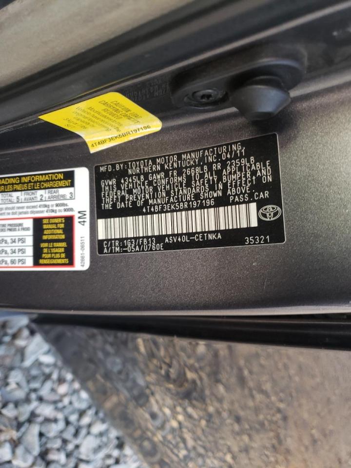 Photo 10 from auction – 2011 TOYOTA CAMRY BASE with VIN 4T4BF3EK5BR197196