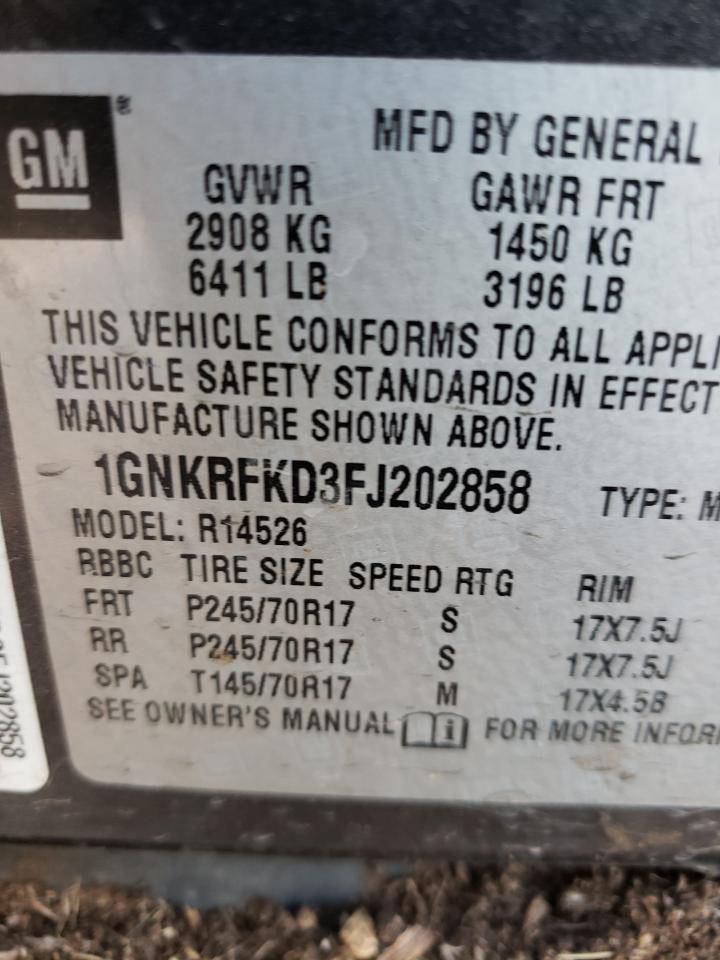Photo 10 from auction – 2015 CHEVROLET TRAVERSE L with VIN 1GNKRFKD3FJ202858