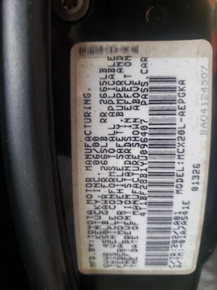 Photo 10 from auction – 2000 TOYOTA AVALON XL with VIN 4T1BF28B1YU096407