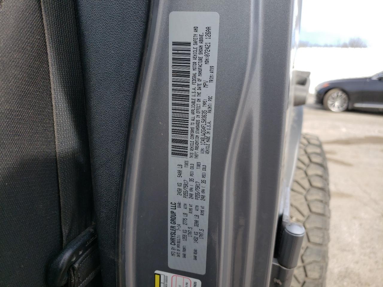 Photo 10 from auction – 2015 JEEP WRANGLER U with VIN 1C4BJWDG4FL503635