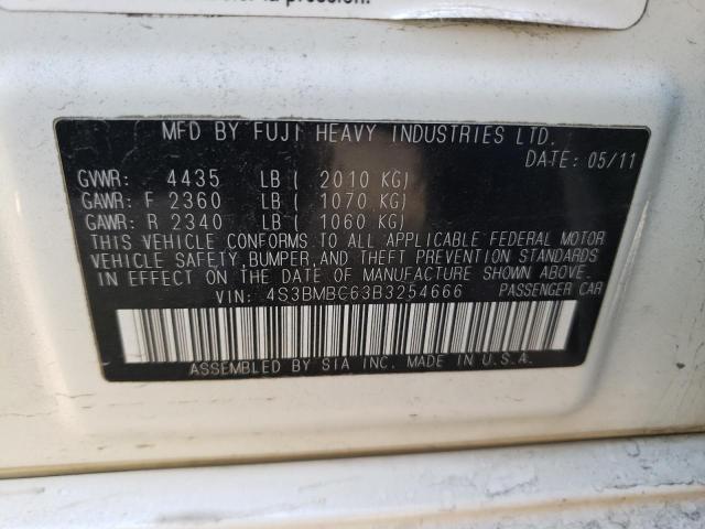Photo 10 from auction – 2011 SUBARU LEGACY 2.5 with VIN 4S3BMBC63B3254666