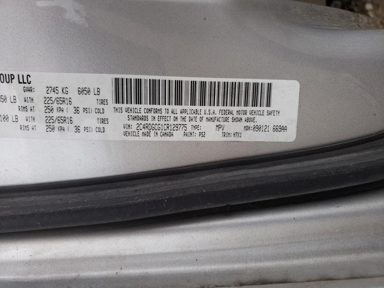 Photo 10 from auction – 2012 DODGE GRD CARAVA with VIN 2C4RDGCG1CR129775