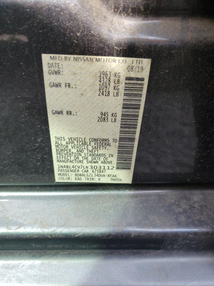 Photo 10 from auction – 2020 NISSAN ALTIMA SR with VIN 1N4BL4CV7LN303112