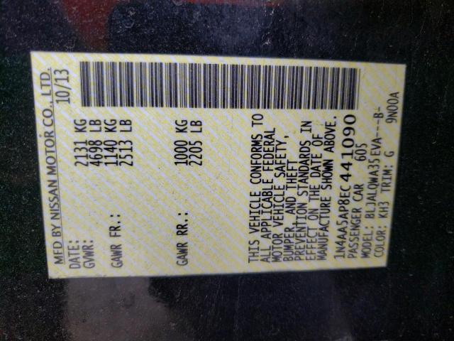 Photo 10 from auction – 2014 NISSAN MAXIMA S with VIN 1N4AA5AP8EC441090