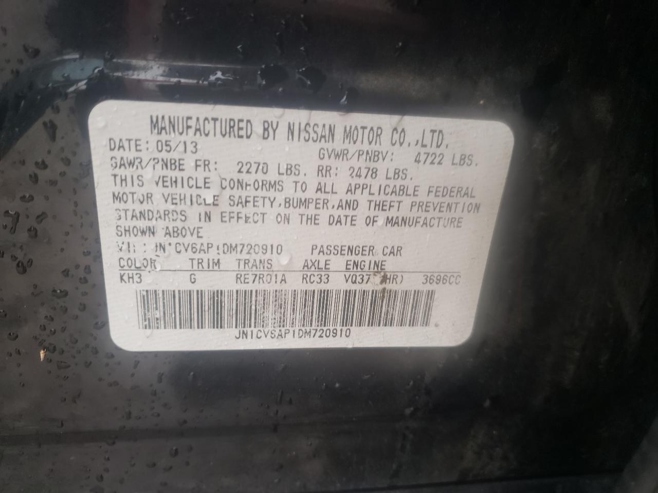 Photo 10 from auction – 2013 INFINITI G37 BASE with VIN JN1CV6AP1DM720910