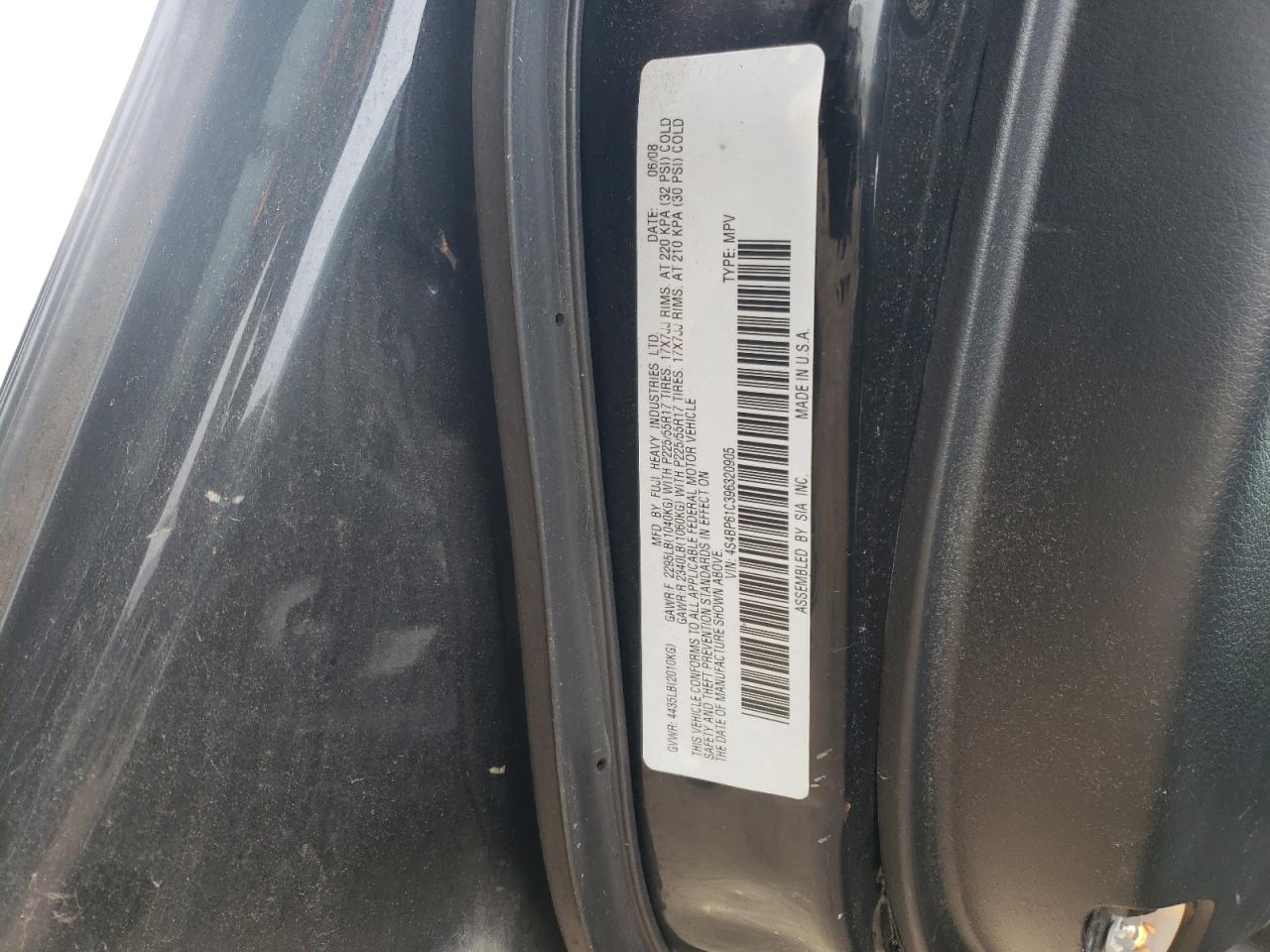 Photo 10 from auction – 2009 SUBARU OUTBACK 2. with VIN 4S4BP61C396320905