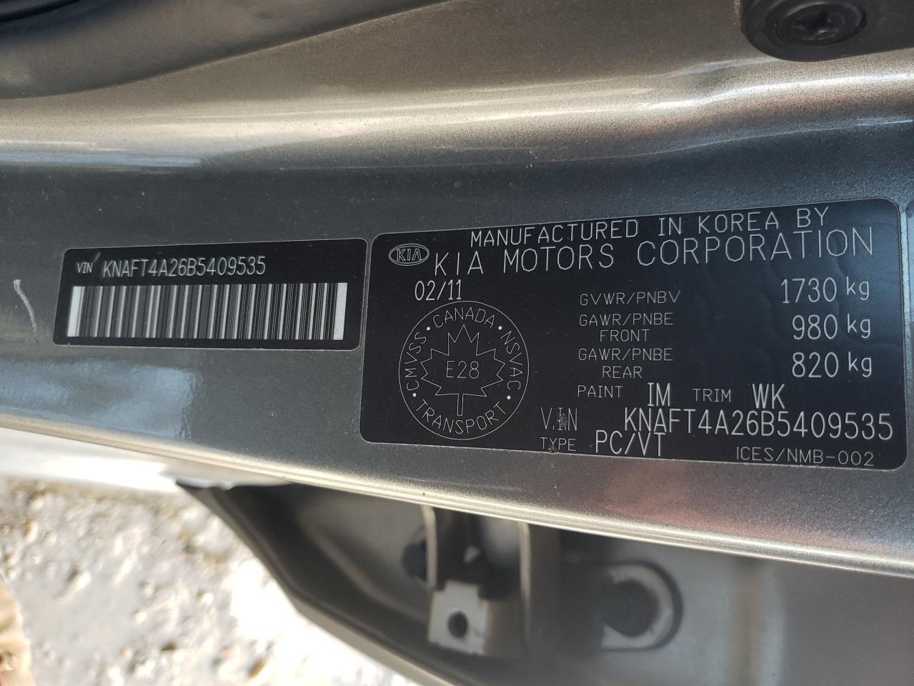 Photo 10 from auction – 2011 KIA FORTE LX with VIN KNAFT4A26B5409535
