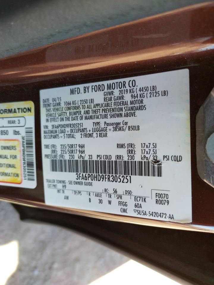 Photo 10 from auction – 2015 FORD FUSION SE with VIN 3FA6P0HD9FR305251