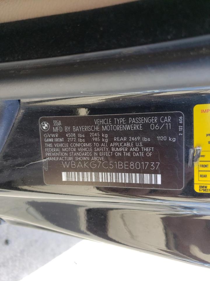 Photo 10 from auction – 2011 BMW 335 I with VIN WBAKG7C51BE801737